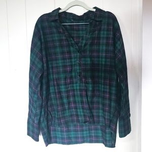 ROMWE oversized half button up flannel